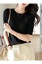 Women's short sleeve crew neck knit blouse - 2
