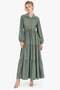 Beli Gathered Layered Long Shirt Dress