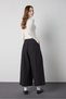 Women's Black Premium Pleated Loose Cut Skirt Trousers 32059 - 6