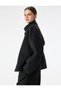 Wool Blend Zippered Pocketed Stand Collar Oversized Seasonal Cashmere Jacket - 4