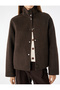 Wool Blend Zippered Pocketed Stand Collar Oversized Seasonal Cashmere Jacket - 4