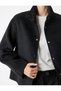 Wool Blend Zippered Pocketed Stand Collar Oversized Seasonal Cashmere Jacket - 6
