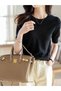 Women's short sleeve crew neck knit blouse - 7