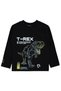 T-Rex Dinosaur Printed Sweatshirt for Ages 2-7 - Black