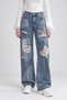 Lace patchwork and embroidered jean blue - 2