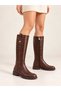 Brown Crocodile Buttoned Modern Women's Boots 142501