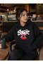 Women's Black Oversize Hooded Sweatshirt Stn Kurdale
