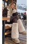 Beige Lux Soft Textured Plush Women's Leggings - 2