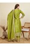 Green Chinon Embroidered Three-Piece Suit Set - FFT102117 | Green-Size:4XL-48-Inches - 3