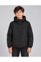 Boy's Black Hooded Raincoat Windbreaker Double Zippered Inner Lining Seasonal Coat with Pockets