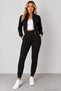 Women's Long Sleeve Stand Collar Front Zipper Pocket Detailed Short Modal Jacket and High Waist Slim Fit Pants Two-Piece Set Casual Stylish Sports Set - 5