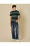 Men Teal and Black Striped T-Shirt - 2