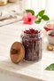 1300 ml Acacia Lid Striped Vacuum Heart Glass Jar Sugar Bowl Spice Jar - 3