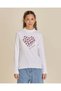Senior Girls White Heart Graphic Ribbed Top