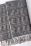 Tokyo | Women's Reversible Winter Shawl 70x180 cm | Gray, Black, and White Houndstooth Pattern Oversized Tasseled Shoulder Shawl - 3