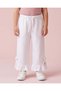 Girls White Frill-Hem Trousers