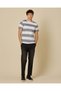 Men Grey and White Striped T-Shirt - 5