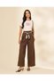 Women Brown High-Rise Wide-Leg Trousers - 5