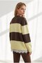 Women's Coffee Yellow Thick Striped Lace Detailed Knitwear Sweater Kzk-19001192 - 2