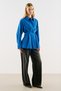 Patterned Short Shirt with Pleated Details and Blue Stripes - 4