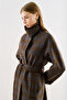 Plaid Patterned Wool Coat Brown - 7