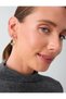 Gold Color Stone Detailed Swinging Knot Hoop Earrings - 3