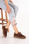 Women's Genuine Leather Daily Casual Shoes Usl.2327 Brown Nubuck - 4