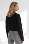 Women's Black High Neck Zippered Crop Knit Sweater Kzk-19001195 - 2