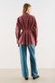 Patterned Short Shirt with Pleat Detail and Bordo Stripes - 8