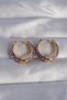Brass Gold Color Purple Ethnic Patterned Hoop Earrings