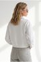Women's White Polo Collar Embroidered Crop Sweatshirt Swt-19000818 - 2
