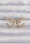 Brass Gold Color Zircon Stone Curved Half Heart Earrings
