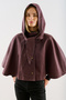 Coated Fabric Hooded Cape Burgundy - 5