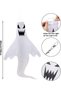 1 Pieces Halloween Hanging Glowing Ghost Windsocks Flag，47 Inch Halloween Ghost Wind Socks Wind Flags with LED Light Halloween Decorations for Home Yard Indoor Outdoor Decor Party Supplies - 7