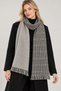 Tokyo | Women's Reversible Winter Shawl 70x180 cm | Gray, Black, and White Houndstooth Pattern Oversized Tasseled Shoulder Shawl - 4