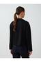 Black Button Detailed Crew Neck Soft Touch Blouse - 6