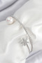 Brass Zircon Stone Star and Pearl Model Silver Color Women's Bracelet