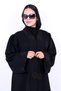 Women's Black Beaded Front & Sleeve Embellished Abaya