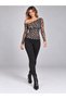 Kayik Collar Linered Printed Lycra Tulle Blouse - 3