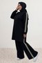 67086 Plus Size Modal Pants Suit with Side Stripe Detail - Black - 4