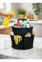 Foldable Cleaning Supply Organizer Caddy, Large Fabric Storage Bucket with Handle, Portable Tote for Household Cleaning Tools, Multi-Use Organizer for Home, Garage & Garden, 11.02" x 11.02" x 11.02"