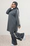 67086 Plus Size Modal Pants Set with Side Stripe Detail - Anthracite