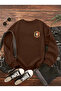 Teddy Bear Printed Oversize Basic Cotton Crew Neck Sweatshirt - 2