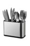4 Compartments Large Stainless Steel Cooking Utensil Holder Rust Proof Utensil Crock Caddy with Anti Skid Foot Drainer Cutlery Organizer Kitchen Rack Basket Spoon Fork Chopsticks Knife Storage Stand