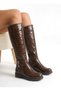Brown Crocodile Women's Zippered Buckle Boots 1999000 - 3