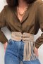 Tasseled Double Buckle Suede Corset Belt