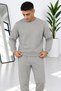 Men's Premium Quality Zero-Collar 3-Yarn Cotton Sweat Suit - 4