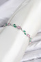 Brass Silver Color Pink Zircon Stone Flower Model Women's Bracelet - 3