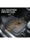 Auto Family 73 * 50cm 3 Pcs Set Car Floor Mats, All Weather Rubber/TPE Anti-Slip Front and Rear Connected Car Mats, Carpeted Floor Car Mats with Cargo Liner& Built-in Heel Pad (Grey) - 4