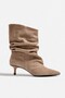 Arora Women's Suede Beige Pointed Toe Thin Heeled Stylish Daily Boots 5 cm Heel - 4